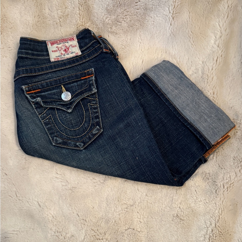 True Religion Women's Dark Blue Jean Shorts